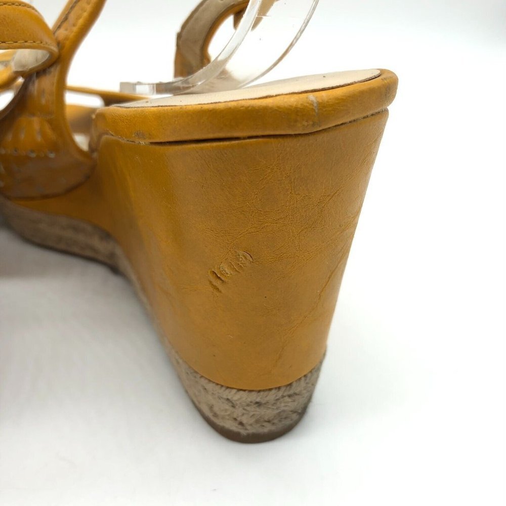 Franco Sarto Womens Wedge Sandals Leather Laser Cut Slingback Yellow Size 8 - Picture 6 of 9